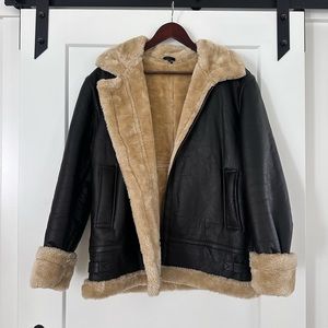 100% Real Leather, Cowhide Fur Jacket- Pilot Flying Bomber Coat